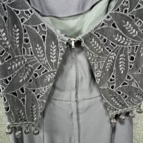 1950's Black Rayon Velvet Bodice Dingle Ball Dress by Best & Co, 5th Ave - Picture 4 of 10